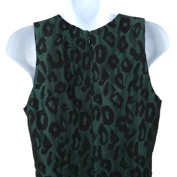 Ann Taylor Loft Leopard Print Jacquard Fit & Flare Dress Womens 4 Black Green - Picture 14 of 16